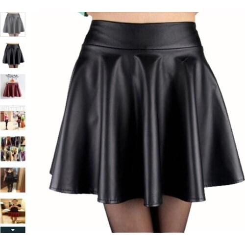 Ruffles PU Leather High Waist Skirts Womens Fashion A-Line Sexy Mini Skirt Streetwear Black Winter Casual Ladies Skirts