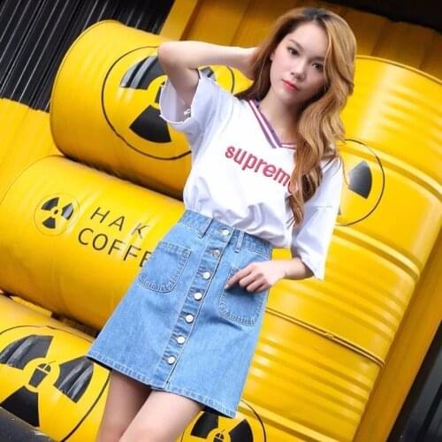 High Waist A-Line Denim Skirt WomenS 2021 Spring And Summer New Korean Style Anti-Glare Skirt All-Match Skirt Hakama