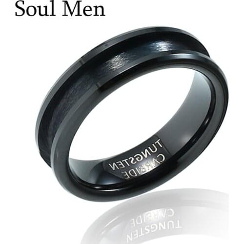 6mm Womens Tungsten Ring Blank for Inlay DIY Jewelry Comfort Fit Beveled Edges Recessed Center Grooved