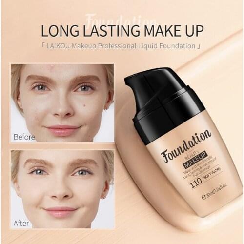 LAIKOU Liquid Foundation Professional Conceal Blemishes Invisible Pores Oil Control Full Cover Primer BB Cream Make Up Cosmetics