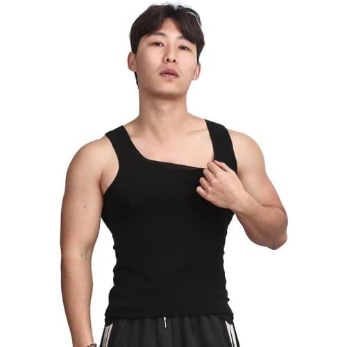 2021Summer New Mens Vest Seamless Square Collar Pure Color Running Sports Fitness Training Breathable Vest Men Gym Tank Top