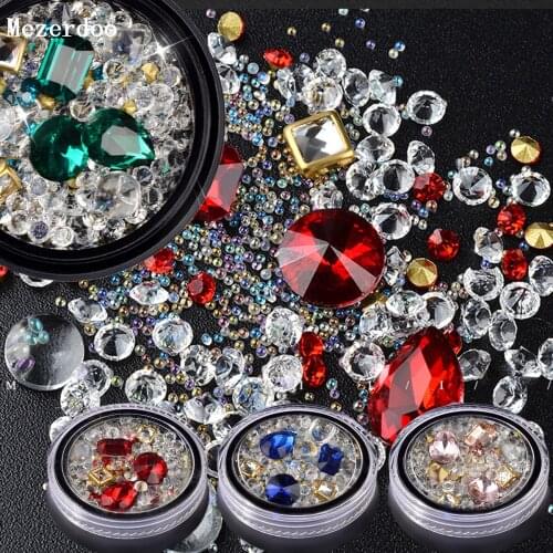 1 Box AB Color Crystal Beads 3D Nail Decorations Sharp Bottom Micro Nail Rhinestones DIY Manicure Nail Art Tips Body Art UV Gel