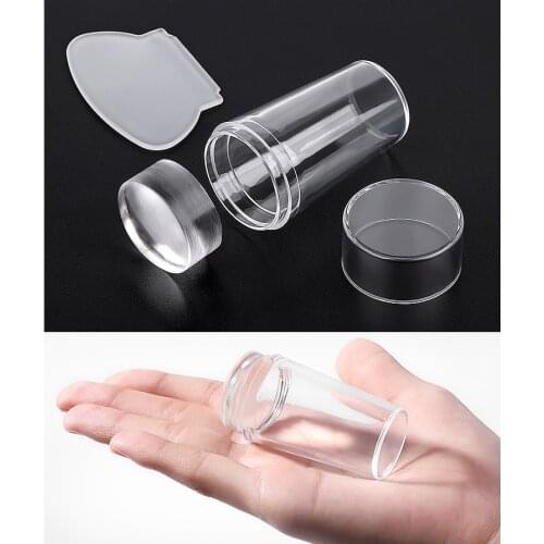 1PCS Nail Art Stamper With Scraper Nail Templates Transfer Stamp Plates Clear Nail Art Tools Stamping Plate Nail Stamp Tools