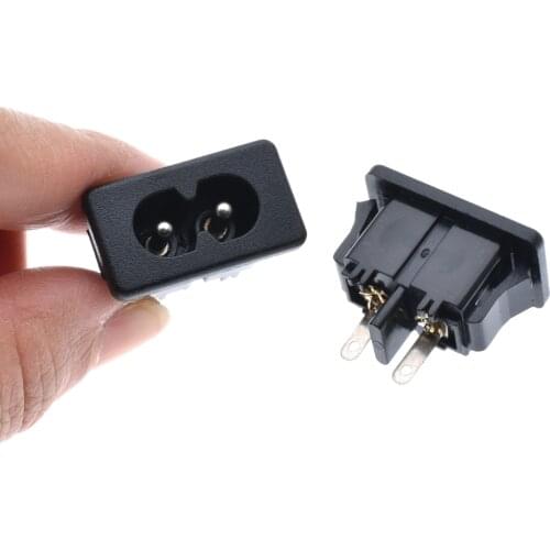 10Pcs AC 250V 2.5A 2Pin Black Male Plug IEC320 C8 Power Socket Connector