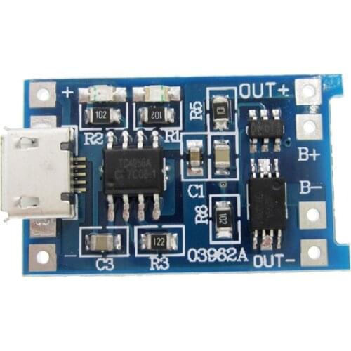 100PCS/LOT 5V Micro USB 1A 18650 Lithium Battery Charging Board With Protection Charger Module