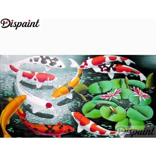 Dispaint Diamond Painting "Animal fish scenery"Cross Stitch Custom Photo Diamond Embroidery Square Round Drill Home Decor A26037