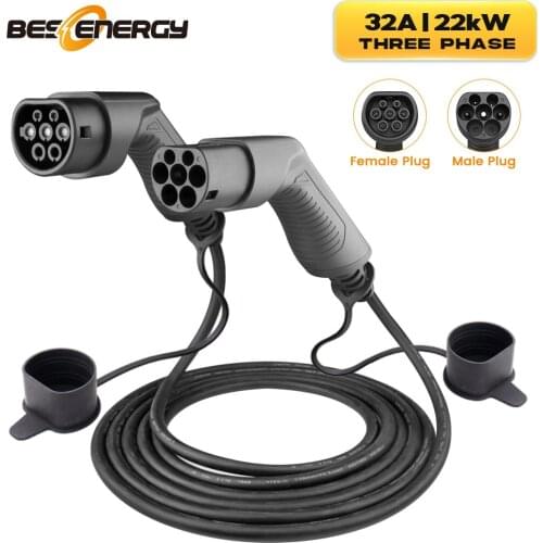 EV Charging Cable 32A 22KW Three Phase Electric Vehicle Cord for EVSE Car Charger Station Type 2 Female to Male Plug IEC 62196