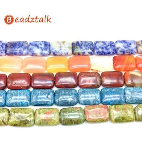 Beadztalk Fashion Stone Beads String Flat Rectangle Puff Bead 13x18 mm Cushion DIY Making Jewelry Earrings Bracelet etc