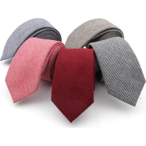 Pure Colorful Mens Fashion Tie Casual Cotton Plaid Striped Necktie 6CM Width Narrow Wedding Business for Men