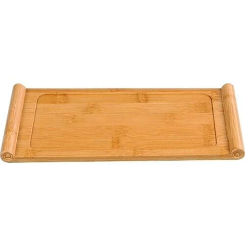 Q9QF Wood Serving Tray Teapot Teacup Storage Platter Rectangle Scroll Kungfu Tea Plate
