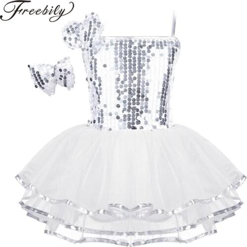 Kids Girls Sequined Jazz Dancewear Costume Modern Contemporary Dance Performing Clothes Ballet Gymnastics Leotard Dance Wear