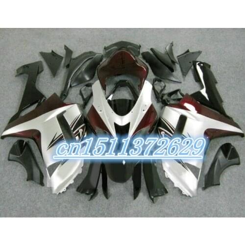 Dor-ABS bodywork fairings for 2007 2008 Kawasaki ZX 6R silver red black plastic fairing kits 07 08 ZX6R 636 D