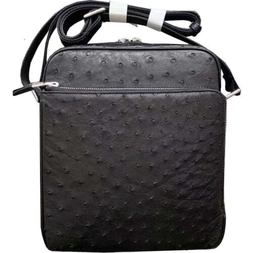 Fanzunxing men ostrich leather bag single shoulder men bag male ostrich bag