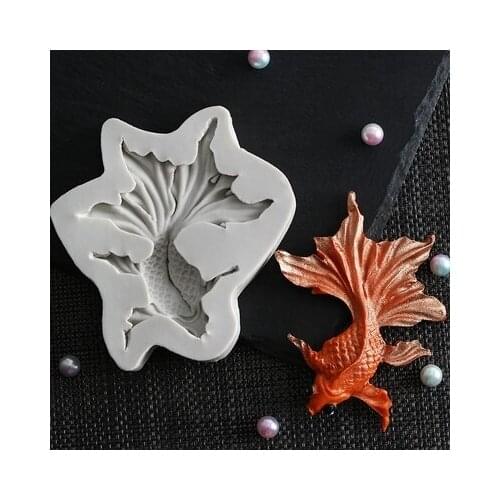 PRZY Goldfish Mould Fish Carp Silicone Mold Sugarcraft Fondant Mould Clay Cake Decorating Tools Silicone Mold Chocolate Resin