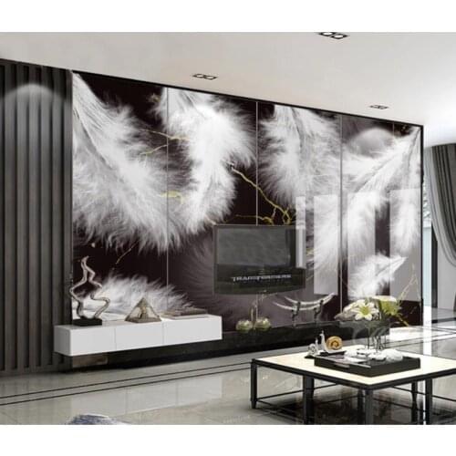 3d Photo Wallpaper Custom mural Creative feather black gold marble pattern home decor living room wallpaper for walls 3d