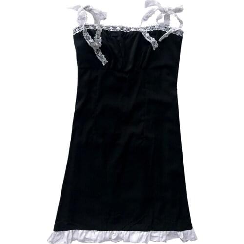 French sexy lace strap design summer strapless high waist slim suspender dress