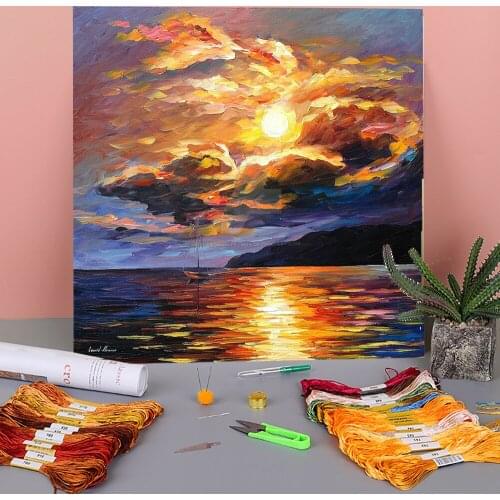 Gold Clouds Pre-Printed 11CT Cross-Stitch Embroidery Set DMC Threads Knitting Hobby Handmade Handiwork Promotions Different