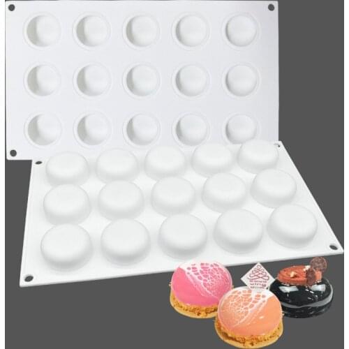 15 Holes Round Cake Mold Silicone Macaron Mould For Baking Pastry Mould Dessert Fruit Mousse Pan Bakeware Chocolate