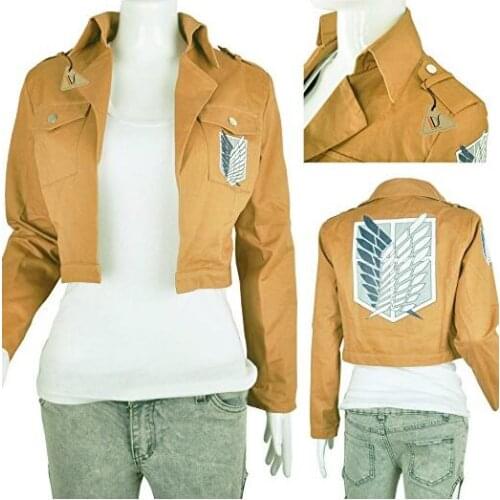 FREE PP Khaki Anime Attack on Titan Jacket Coat Cosplay Costumes Clothes