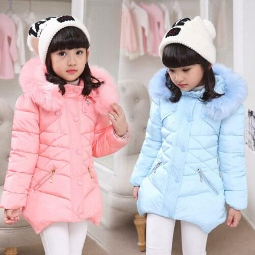 NEW Girl Winter Cotton-Padded Jacket Childrens Fashion Coat Kids Outerwear Babys Warm Down Jacket Children Clothing 4-16 Years