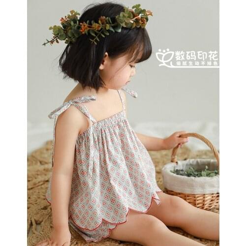 Girls Summer Suit Light Breathable Baby Floral Sling Doll Shirt Children Sweet Lace Shorts