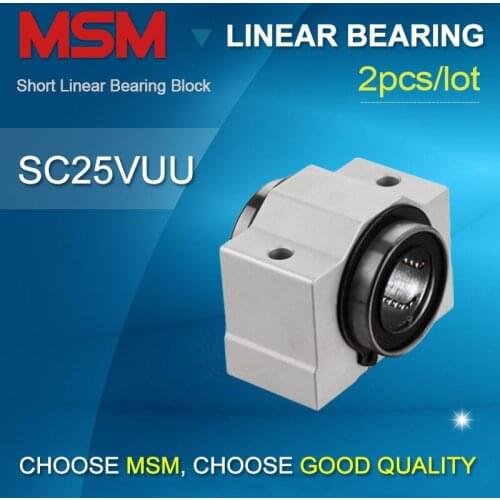 2pcs SC25VUU/ SC25SUU Short Type Linear Bearing Block Compact Sliding Case Aluminium Housing Units Shaft Guide CNC Kits