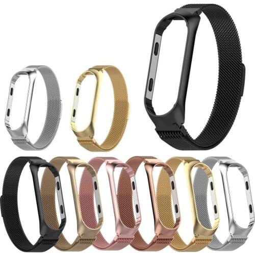 Metal Shell Replacement Wristband Men Women Luxury Stainless Steel Magnetic Bracelet Watch Band for Xiaomi Mi Band 6 / Mi Band 5