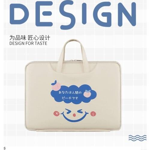 Cute Smiley Doll Laptop Briefcase for Macbook Notebook Tablet Storage Bag 11 13.3 15 15.6'' Korean Cartoon Printing Laptop Bag
