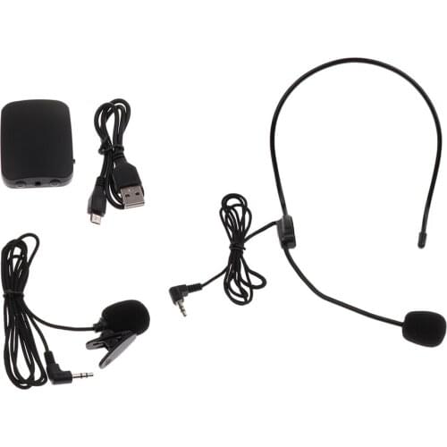 A Set Wireless Headset Microphone USB Lavalier Mic for Stage Performance