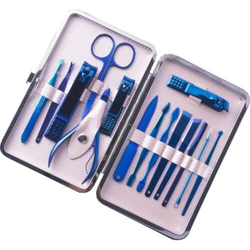 15 in 1 Colorful Plating Professional Home Travel Manicure Pedicure Set Nail Care Set Kit Tool For Women Girl Child Kid Gift