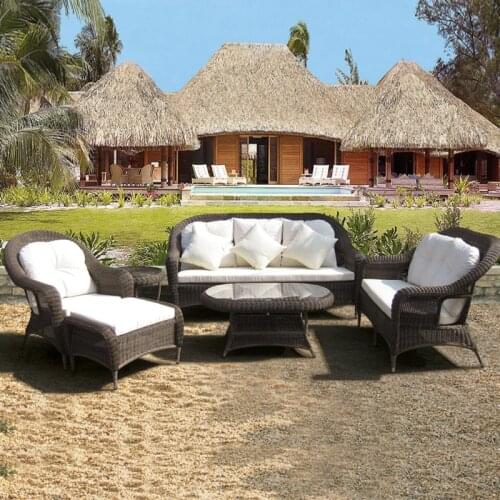 6-pcs good quality Garden PE rattan furniture Patio aluminum frame furniture set leisure sofa for outdoor transport by sea