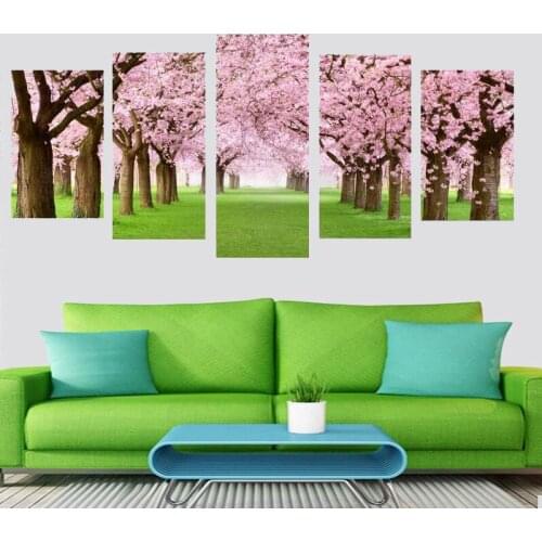 Noah Art Modern Canvas Printings Pink Cherry Tree High Definition Waterproof Wall Decor Landscape Paintings on Canvas Unframed