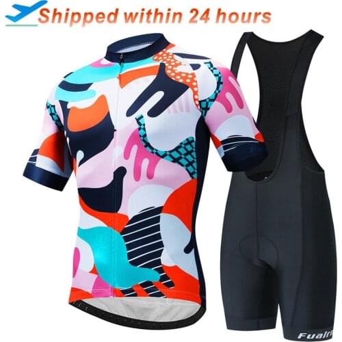 FUALRNY Pro Cycling Jersey Set Summer Mountain Bike Clothing Pro Bicycle Cycling Jersey Sportswear Suit Maillot Ropa Ciclismo