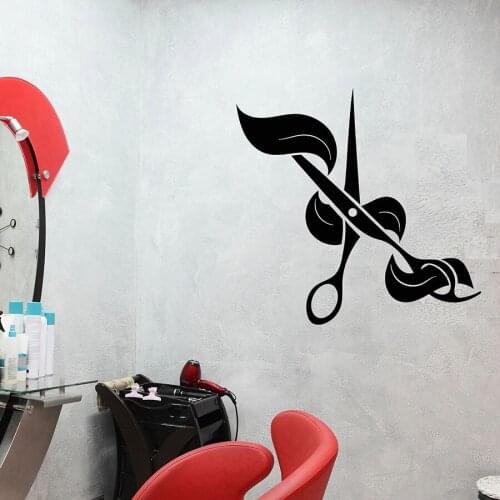 Scissors Wall Decal Haircut Shop Hair Salon Creative Logo Interior Decor Vinyl Window Glass Stickers Art Mural Removable M830