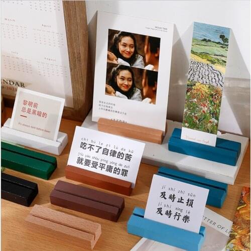 Desktop Creative Color Photo Folder Message Folder Memo Folder Postcard Folder Ins Card Wooden Base 2021 Stationery