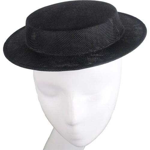 Wholesale Flat Fedora Hat Base 5pc/lot 31CM White Black Linen Wedding Bride Hat Accessories DIY Party Show Women Headwear