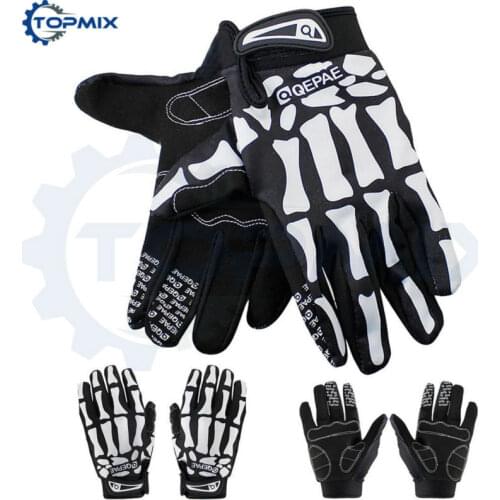 Unisex Cycling Biker Racing Motorcycle Mitten Polyester Skeleton Goth Skull Bone Full Finger Outdoor Sport Gloves M/L/XL 3 Sizes
