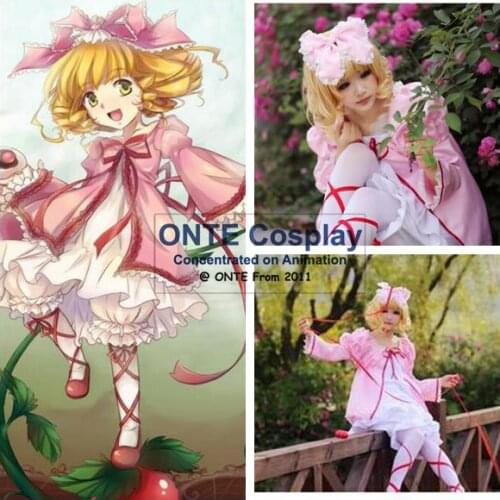 Anime Rozen Maiden Cosplay Dress Hinaichigo Cosplay Costume Pink Lolita Dress for Halloween Party (Free Gift for socks)