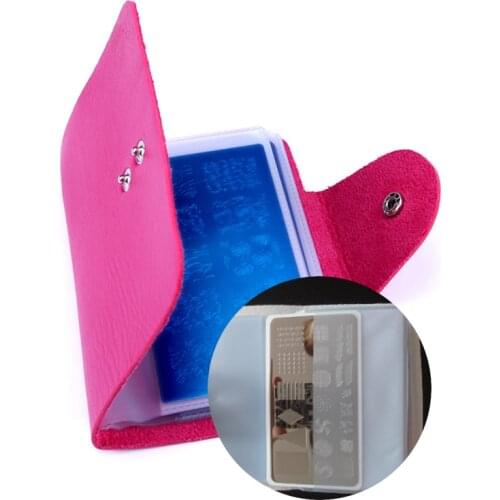 1pc Professional Nail Stamping Plate Holder Case Rectangular 20 Slots Manicure Nail Art Plate Organizer Bag