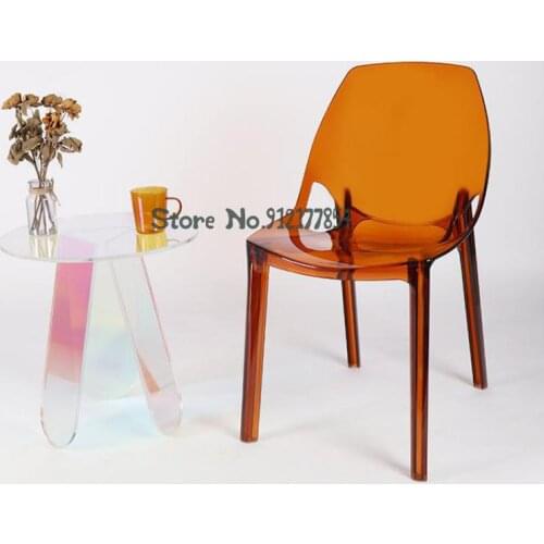 Nordic light luxury transparent dining chair home ins makeup stool net red cafe ghost chair acrylic crystal chair