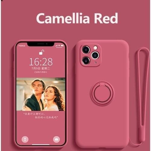 With Ring Luxury Silicone Holder Magnetic Soft Lanyard Phone Cover For iPhone 11 12 Pro X S Max XR 6 6S 7 8 Plus SE2020 Cover