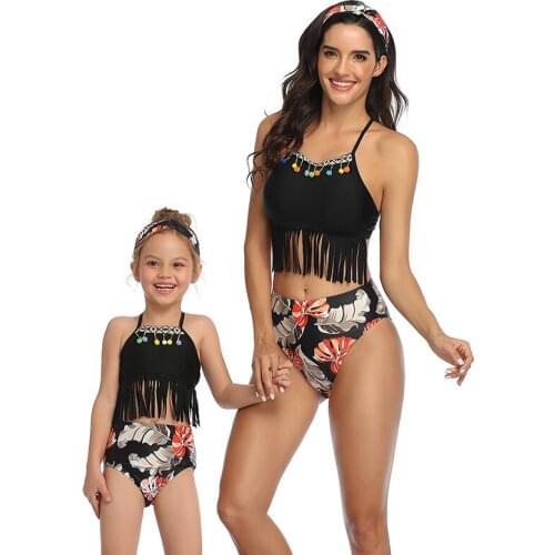 Family Mother Daughter Matching Swimwear Mom And Me Summer Beach Fashion Striped Swimming Clothes Kids Girl Bath Suit Bikini