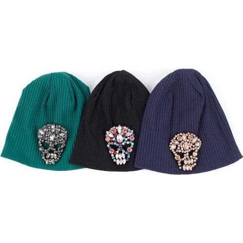 Newborn Baby Girls Skullies Rhinestone Ribbed Soft Cotton Beanies Hats Childs Autumn Winter Warm Stripe Design Candy Color Cap