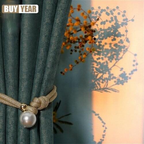 Nordic High-end Bronzing Chenille Curtains Retro Luxury Persian Green Blackout Curtains for Living Room Bedroom Customization