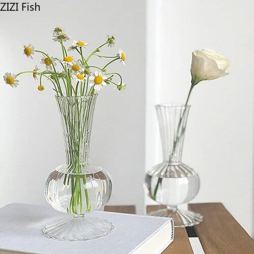 Modern Striped Glass Vase Dining Table Living Room TV Cabinet Flower Art Ornament Creative Art Vases Home Decoration Accessories