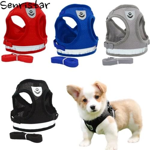Reflective Dog Harness Leash Set for Small Medium Dogs Cat Puppy Soft Nylon Pet Mesh Vest Chihuahua Pug Walking Chest Harness