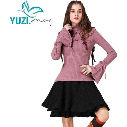 Sweater For Women 2017 Yuzi.may Boho New Cotton Wool Pullover O-Neck Flare Sleeve Detachable Collar Christmas Sweaters B9252