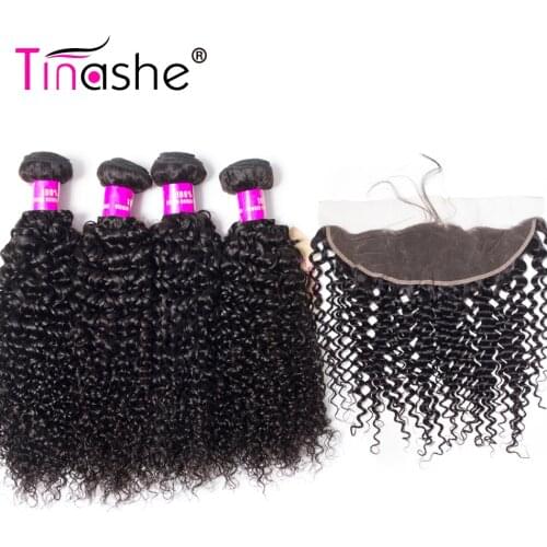 Tinashe Hair Brazilian Hair Weave Bundles Remy Human Hair Lace Frontal With Bundles Curly Bundles With Frontal Closure