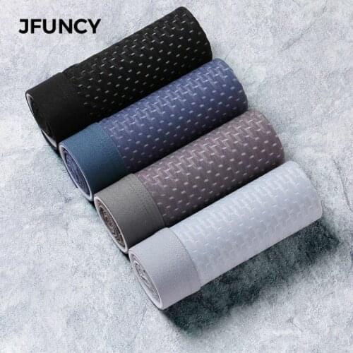 JFUNCY 4pcs/pack Mens Boxers Ice Silk Modal Fabric Hollow Out Breathable Mesh Boxershorts Male Cuecas Homme Underpants