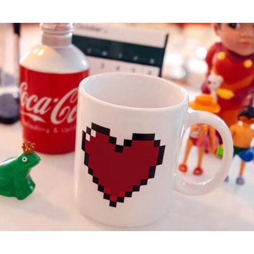 Magic Color Change Ceramic Cup Heat Sensitive Mug Temperature Changing Heart Pattern Coffee Mug Gift